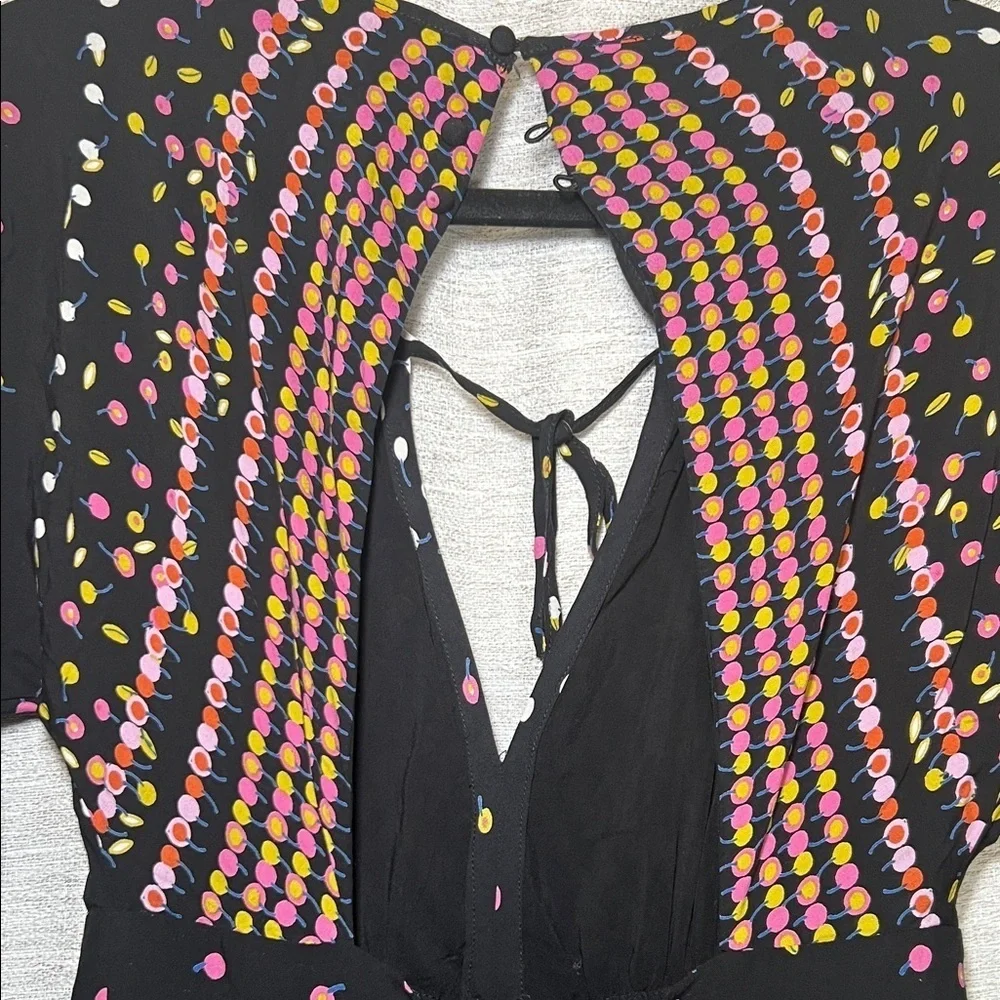 Free People Artsy Multicolor Long Sleeve Cutout Dress Size Small